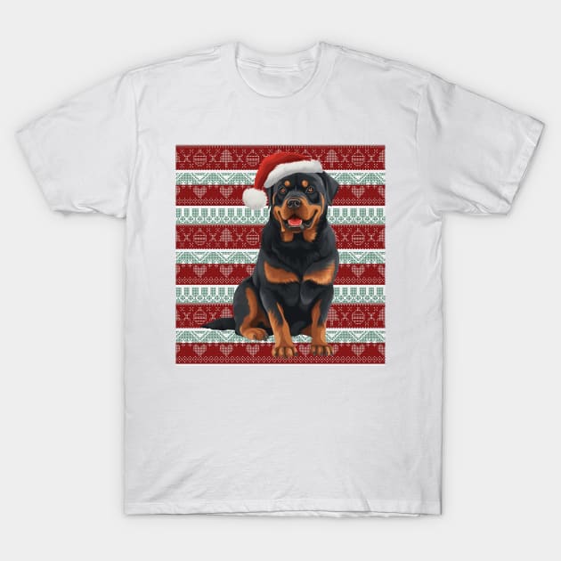 Funny Rottweiler Dog Christmas Ugly T-Shirt by Zaaa Amut Amut Indonesia Zaaaa